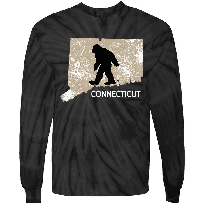 Funny Bigfoot I Believe Loves Connecticut Ct Sasquatch Tie-Dye Long Sleeve Shirt