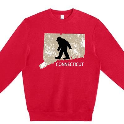 Funny Bigfoot I Believe Loves Connecticut Ct Sasquatch Premium Crewneck Sweatshirt