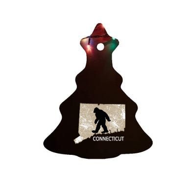 Funny Bigfoot I Believe Loves Connecticut Ct Sasquatch Ceramic Tree Ornament