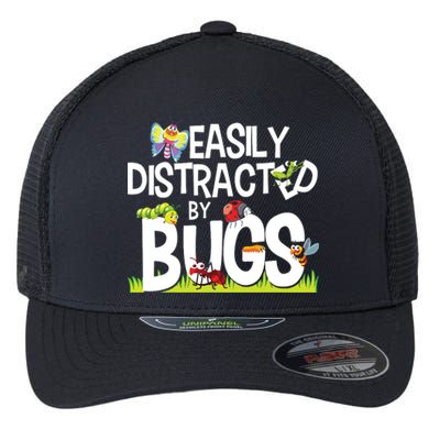 Funny Bug Insects Easily Distracted By Bugs Science Flexfit Unipanel Trucker Cap