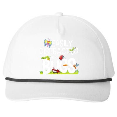 Funny Bug Insects Easily Distracted By Bugs Science Snapback Five-Panel Rope Hat