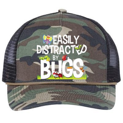 Funny Bug Insects Easily Distracted By Bugs Science Retro Rope Trucker Hat Cap