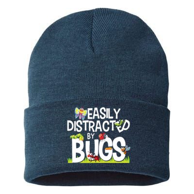 Funny Bug Insects Easily Distracted By Bugs Science Sustainable Knit Beanie