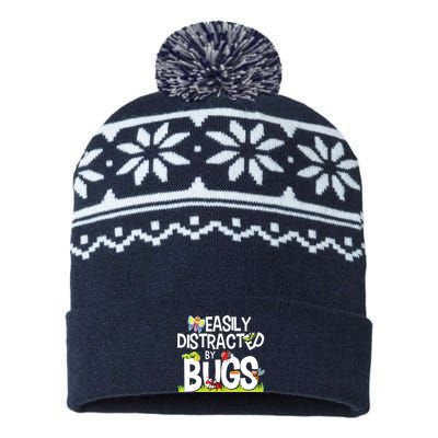 Funny Bug Insects Easily Distracted By Bugs Science USA-Made Snowflake Beanie