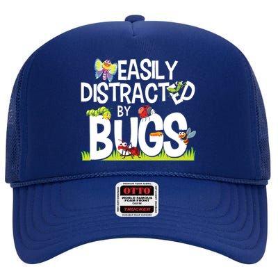 Funny Bug Insects Easily Distracted By Bugs Science High Crown Mesh Back Trucker Hat