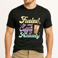 Fueled By Iced Coffee And Anxiety Funny Coffee Lover Cooling Performance Crew T-Shirt