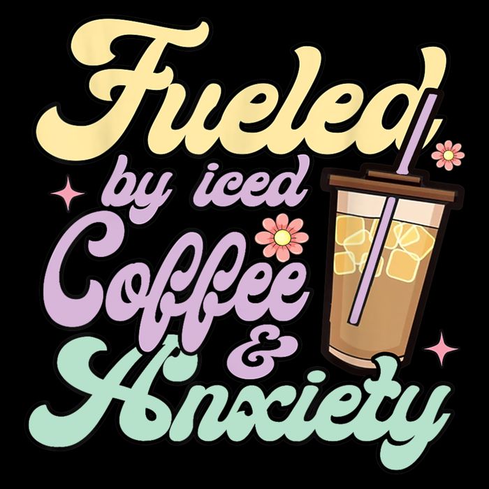 Fueled By Iced Coffee And Anxiety Funny Coffee Lover Cooling Performance Crew T-Shirt