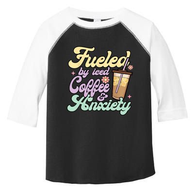 Fueled By Iced Coffee And Anxiety Funny Coffee Lover Toddler Fine Jersey T-Shirt