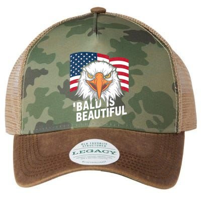Funny Bald Is Beautiful Independence Day 4th July Eagle Gift Legacy Tie Dye Trucker Hat
