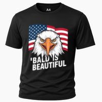 Funny Bald Is Beautiful Independence Day 4th July Eagle Gift Cooling Performance Crew T-Shirt