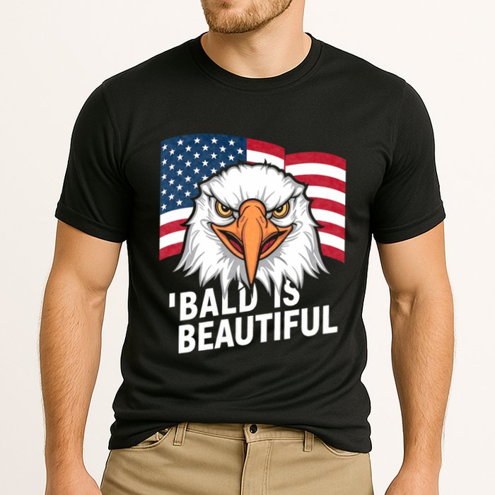 Funny Bald Is Beautiful Independence Day 4th July Eagle Gift Cooling Performance Crew T-Shirt