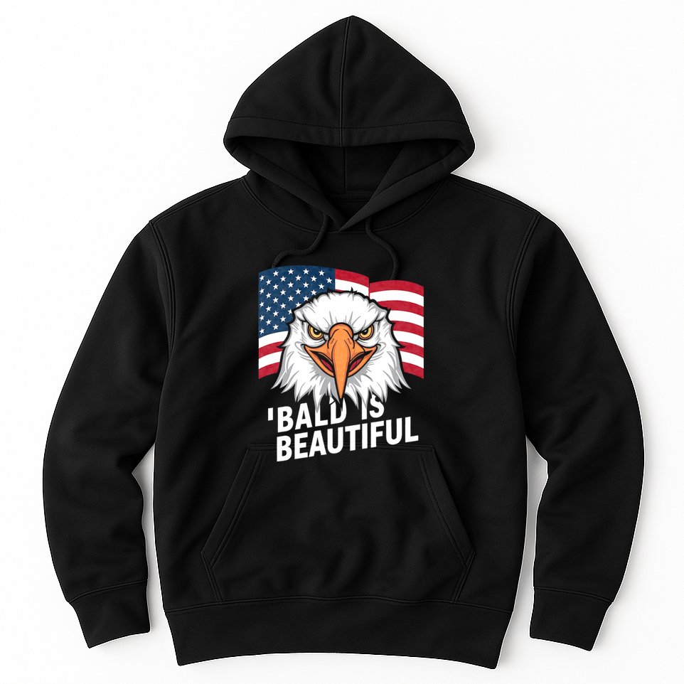 Funny Bald Is Beautiful Independence Day 4th July Eagle Gift Hoodie