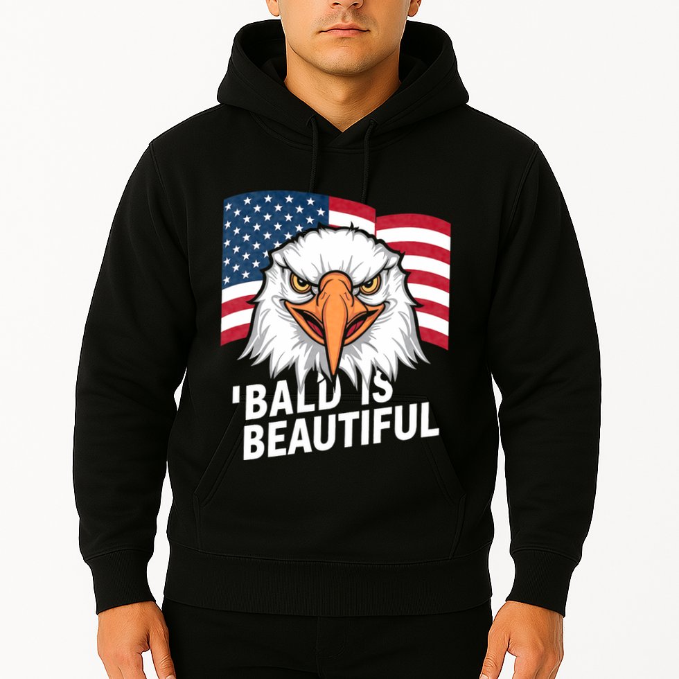 Funny Bald Is Beautiful Independence Day 4th July Eagle Gift Hoodie