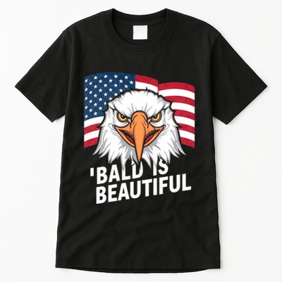 Funny Bald Is Beautiful Independence Day 4th July Eagle Gift Tall T-Shirt