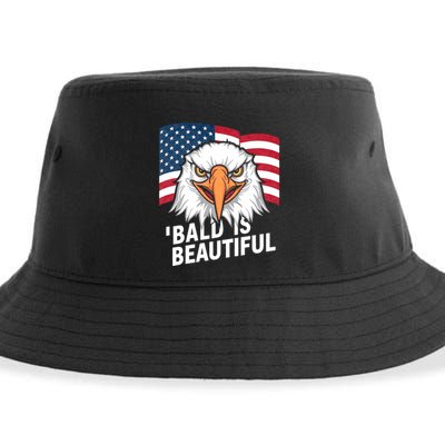 Funny Bald Is Beautiful Independence Day 4th July Eagle Gift Sustainable Bucket Hat