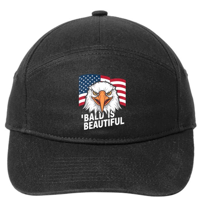 Funny Bald Is Beautiful Independence Day 4th July Eagle Gift 7-Panel Snapback Hat