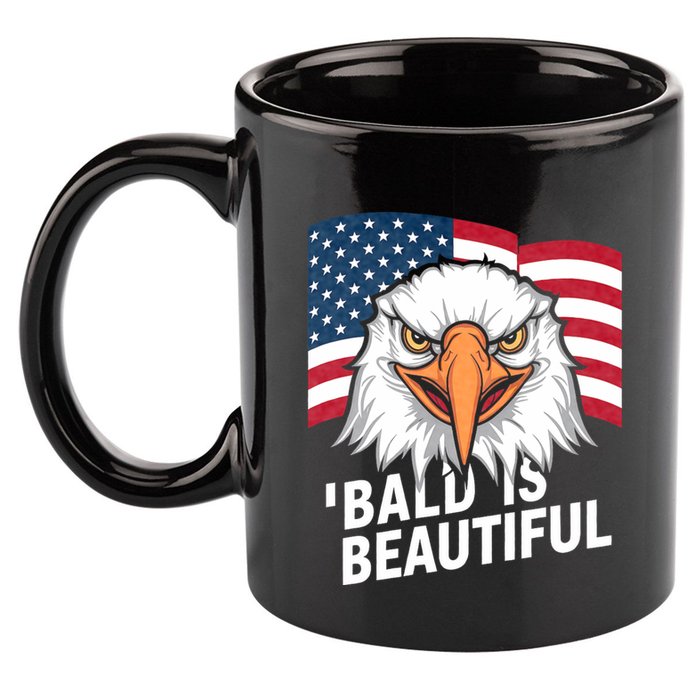 Funny Bald Is Beautiful Independence Day 4th July Eagle Gift 11oz C Handle Ceramic Mug
