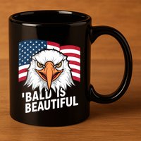 Funny Bald Is Beautiful Independence Day 4th July Eagle Gift 11oz C Handle Ceramic Mug