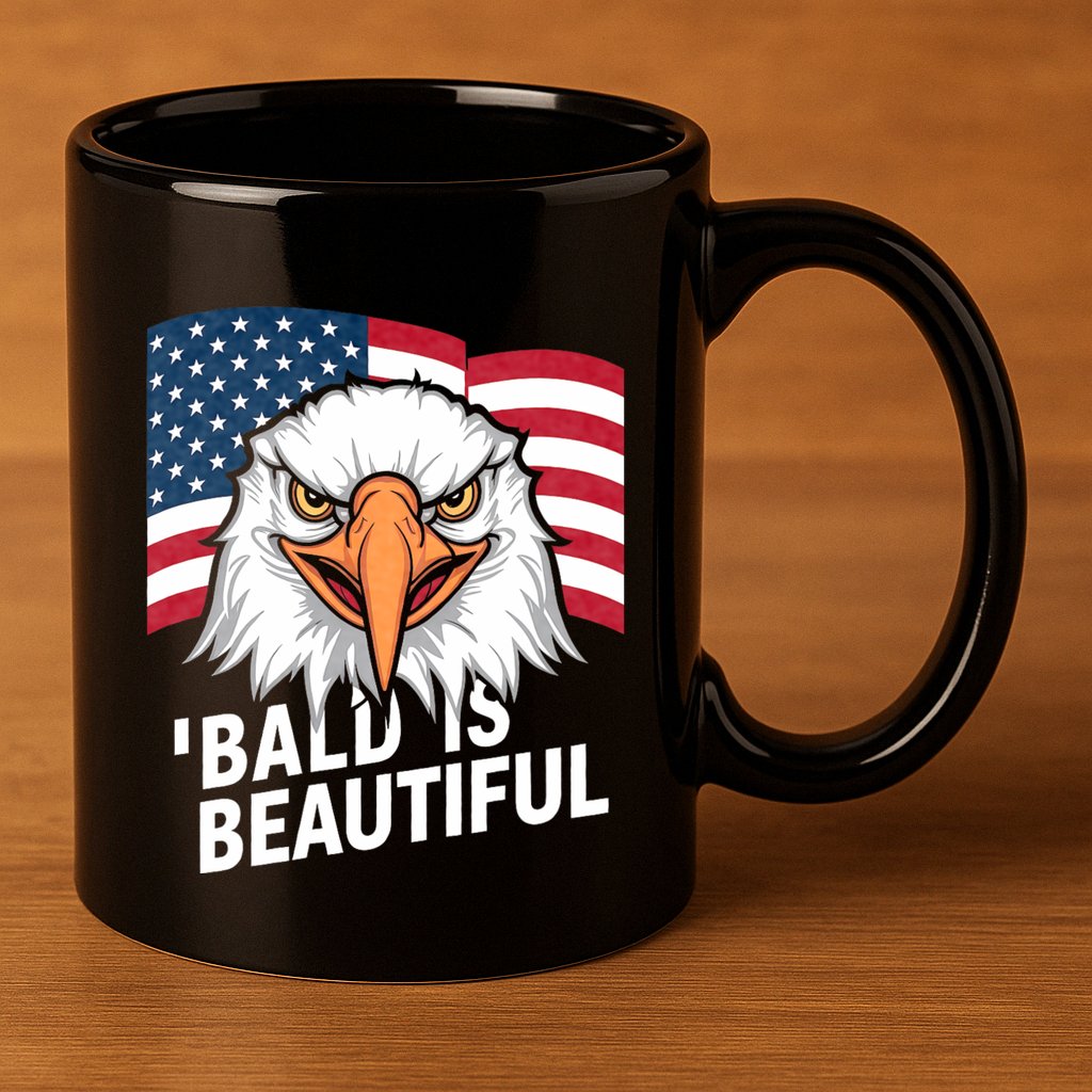 Funny Bald Is Beautiful Independence Day 4th July Eagle Gift 11oz C Handle Ceramic Mug