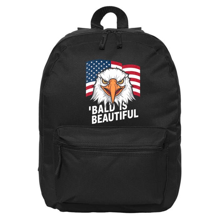 Funny Bald Is Beautiful Independence Day 4th July Eagle Gift 16 in Basic Backpack