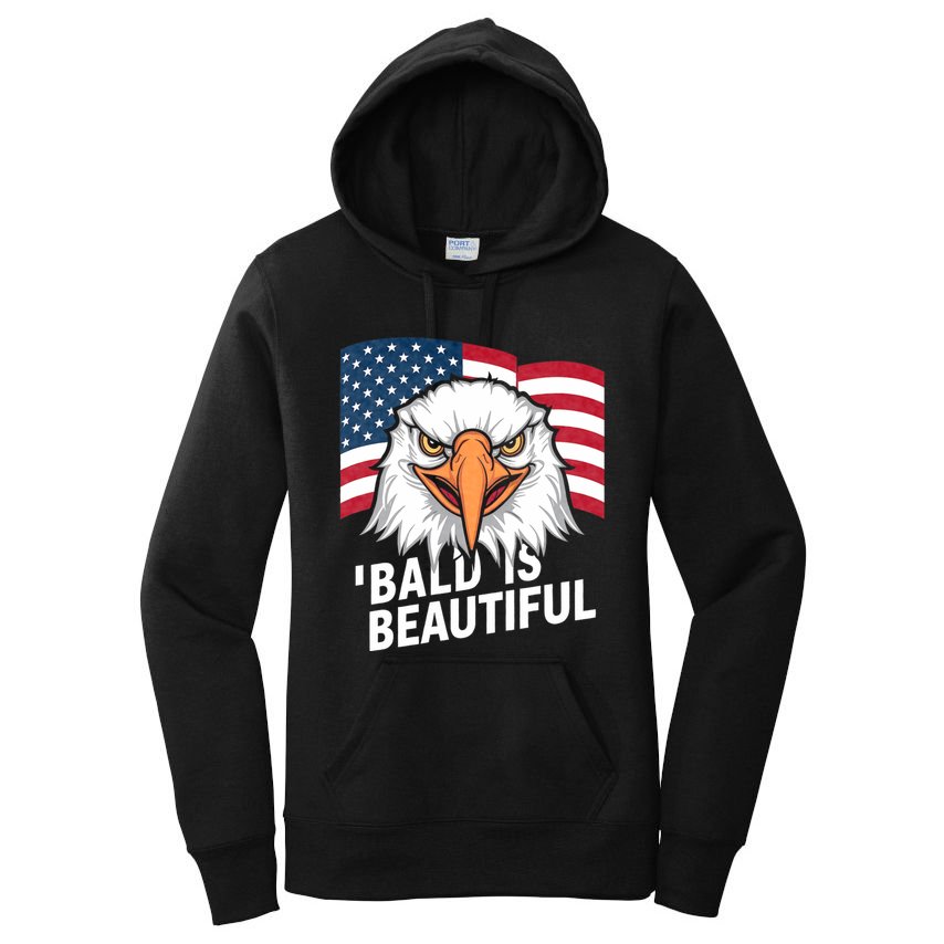 Funny Bald Is Beautiful Independence Day 4th July Eagle Gift Women's Pullover Hoodie