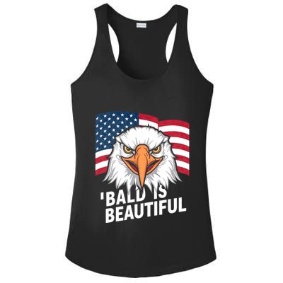 Funny Bald Is Beautiful Independence Day 4th July Eagle Gift Ladies PosiCharge Competitor Racerback Tank