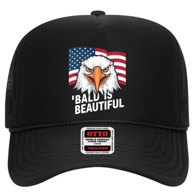 Funny Bald Is Beautiful Independence Day 4th July Eagle Gift Trucker Hat