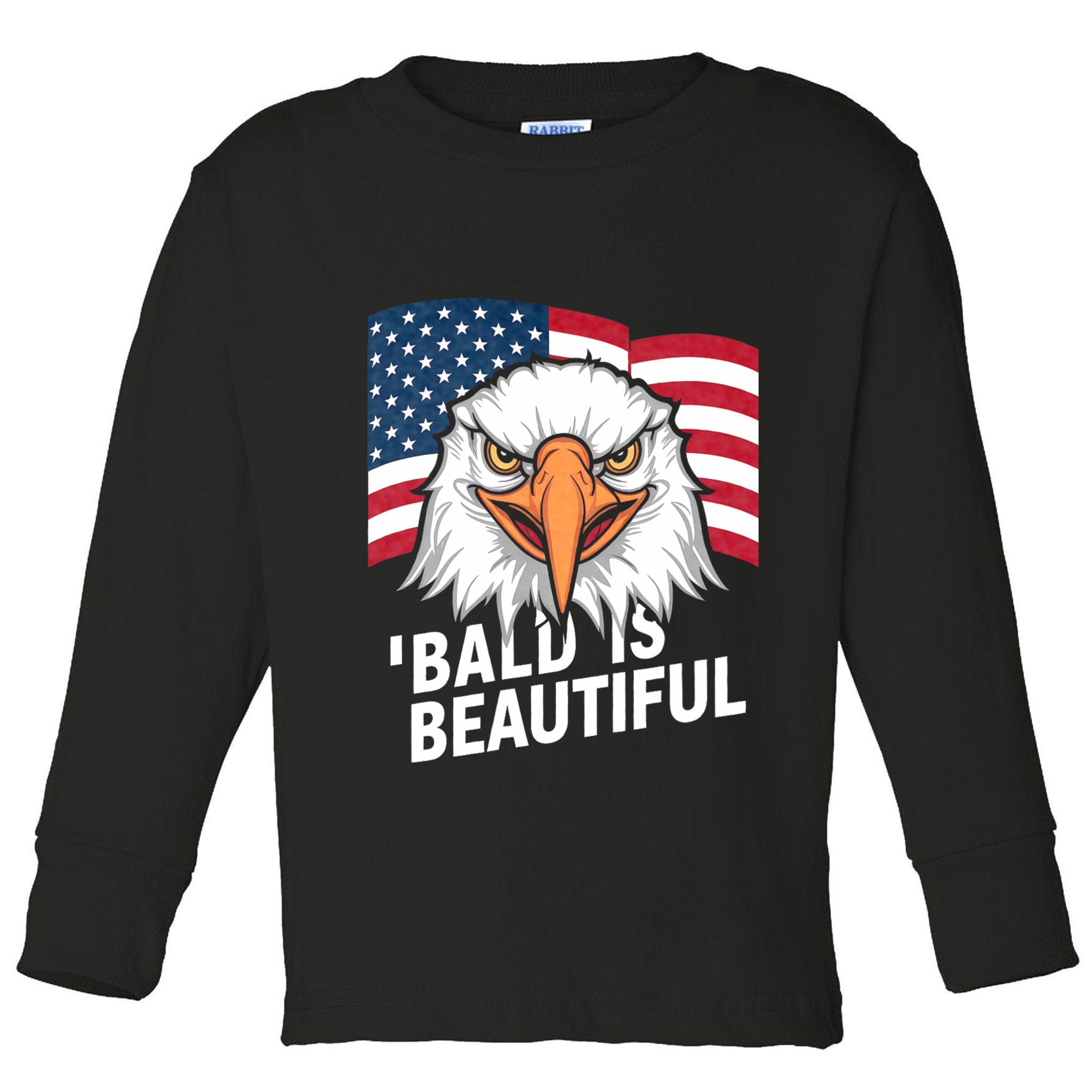 Funny Bald Is Beautiful Independence Day 4th July Eagle Gift Toddler Long Sleeve Shirt