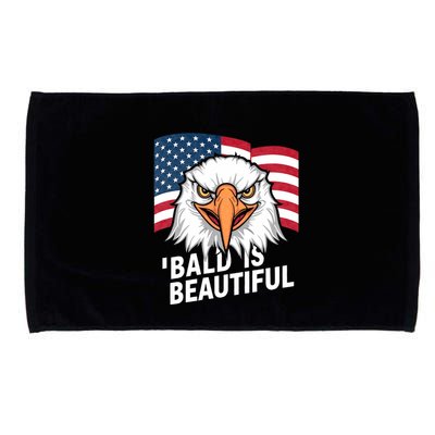 Funny Bald Is Beautiful Independence Day 4th July Eagle Gift Microfiber Hand Towel