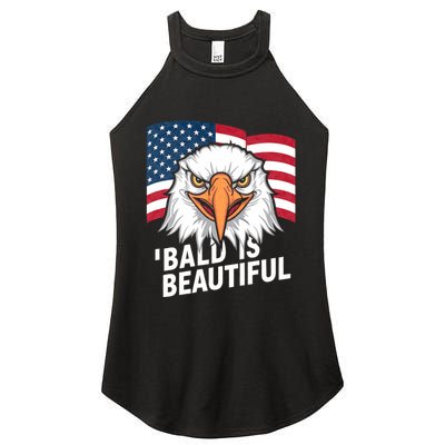 Funny Bald Is Beautiful Independence Day 4th July Eagle Gift Women's Perfect Tri Rocker Tank