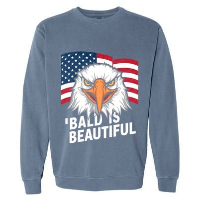 Funny Bald Is Beautiful Independence Day 4th July Eagle Gift Garment-Dyed Sweatshirt