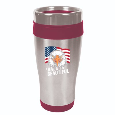 Funny Bald Is Beautiful Independence Day 4th July Eagle Gift 16oz Travel Tumbler