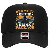 Funny Blame It On The Drink Package Cruise Ship High Crown Mesh Back Trucker Hat