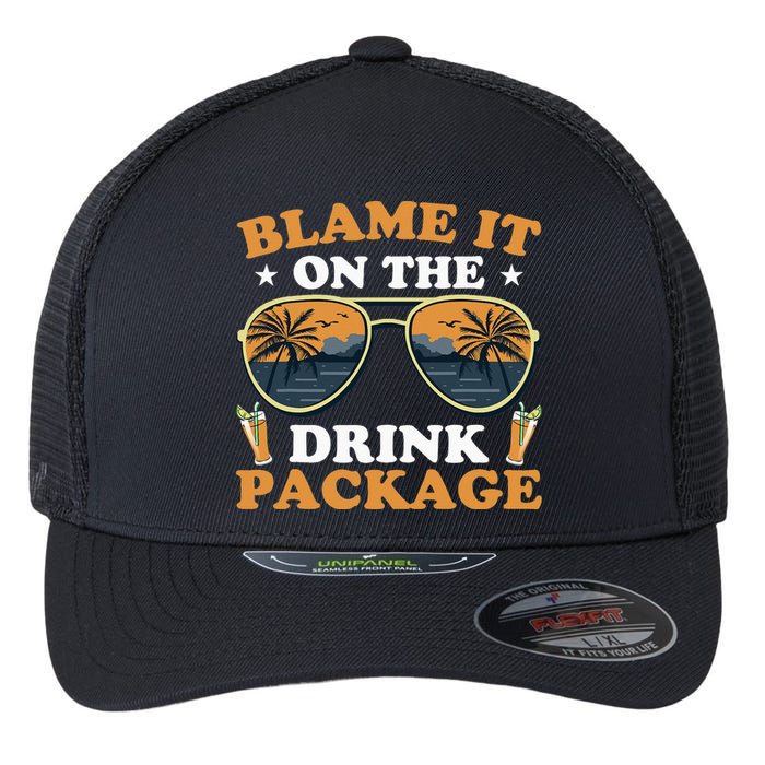 Funny Blame It On The Drink Package Cruise Ship Flexfit Unipanel Trucker Cap