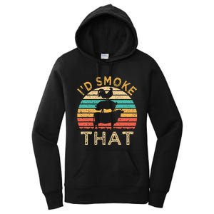 Funny BBQ Id Smoke That Barbeque Retro Grilling Women's Pullover Hoodie