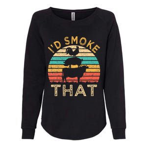 Funny BBQ Id Smoke That Barbeque Retro Grilling Womens California Wash Sweatshirt