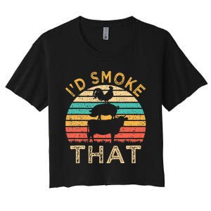 Funny BBQ Id Smoke That Barbeque Retro Grilling Women's Crop Top Tee