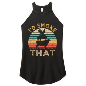 Funny BBQ Id Smoke That Barbeque Retro Grilling Women's Perfect Tri Rocker Tank