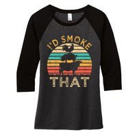 Funny BBQ Id Smoke That Barbeque Retro Grilling Women's Tri-Blend 3/4-Sleeve Raglan Shirt