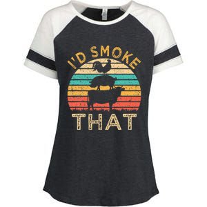 Funny BBQ Id Smoke That Barbeque Retro Grilling Enza Ladies Jersey Colorblock Tee