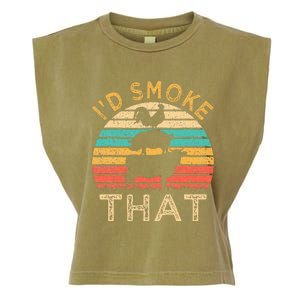 Funny BBQ Id Smoke That Barbeque Retro Grilling Garment-Dyed Women's Muscle Tee