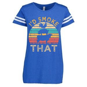 Funny BBQ Id Smoke That Barbeque Retro Grilling Enza Ladies Jersey Football T-Shirt