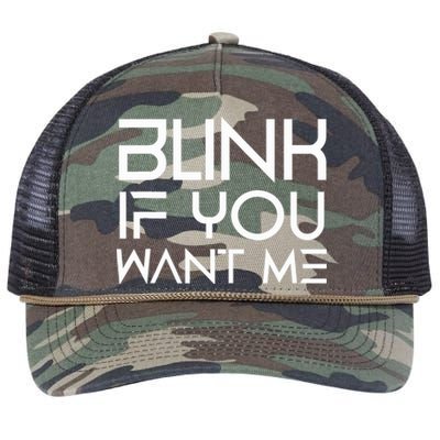 Funny Blink If You Want Me Flirting Dating Flirt Jokes Humor Retro Rope Trucker Hat Cap