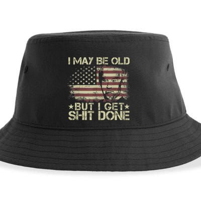 Funny Biden I May Be Old But I Get Shit Done Sustainable Bucket Hat