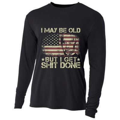 Funny Biden I May Be Old But I Get Shit Done Cooling Performance Long Sleeve Crew