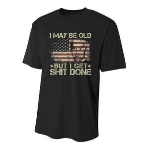 Funny Biden I May Be Old But I Get Shit Done Youth Performance Sprint T-Shirt