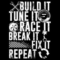 Funny Build It Tune It Race It Break It Fix It Repeat Cute Gift Drawstring Bag