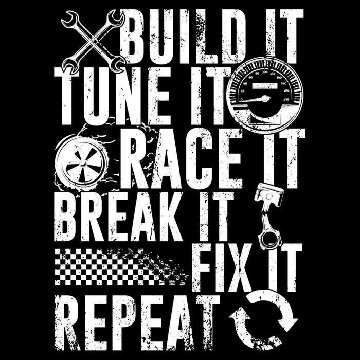 Funny Build It Tune It Race It Break It Fix It Repeat Cute Gift Drawstring Bag