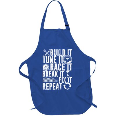 Funny Build It Tune It Race It Break It Fix It Repeat Cute Gift Full-Length Apron With Pockets