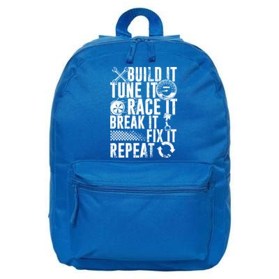 Funny Build It Tune It Race It Break It Fix It Repeat Cute Gift 16 in Basic Backpack